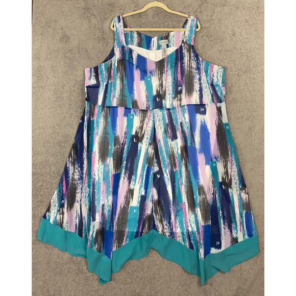 Catherines Tunic Blouse Women 4X 30/32W Multicolor Babydoll Sharkbite Y2K Flowy - Picture 1 of 14